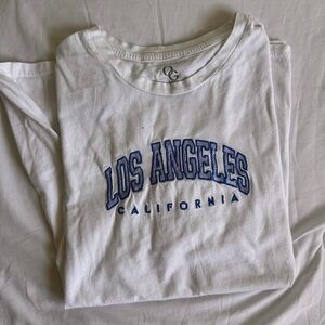 White T-Shirt with Blue Los Angeles Print